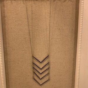 Long silver chevron necklace